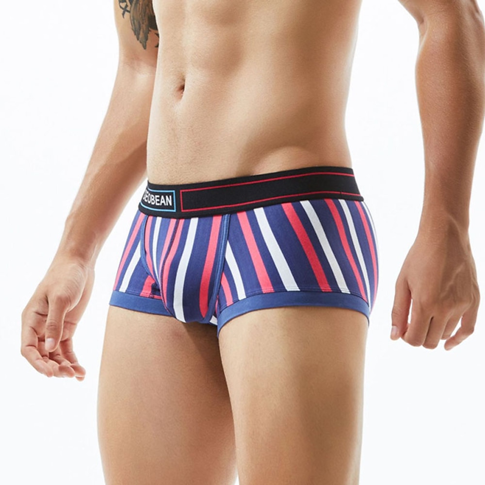 Herren 1 pc Unterwäsche Boxer Boxer-Shorts 90% Baumwolle Atmungsaktiv Weich Komfortabel Streifen Mittlere Hüfthöhe Gelb Blau Lightinthebox