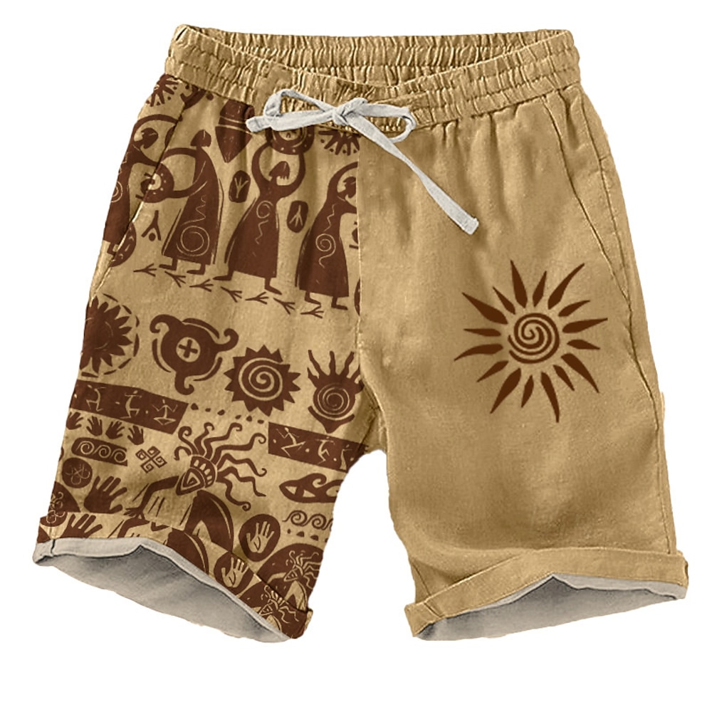 Herren Sonne Ethnisch Kokopelli Shorts Kurze Hosen Strandshorts Kurze Hosen Lässige Shorts Mittlere Taillenlinie Urlaub Strassenmode Hawaiianisch Outdoor Casual Festtage Kordelzug Seitentaschen Lightinthebox