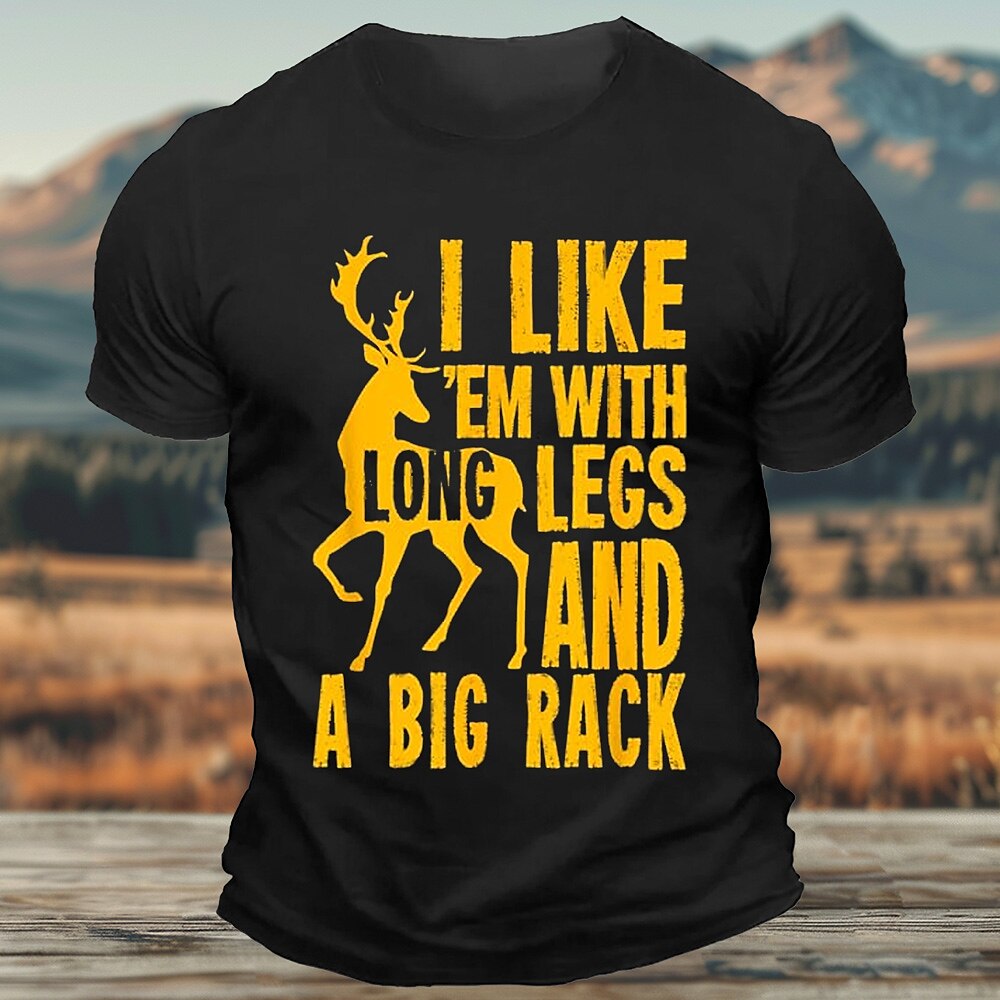Herren Lustig Jagd Hirsch T Shirt T-Shirt 100% Baumwolle Kurzarm Grafik Hemd Schwarz Armeegrün Dunkelblau Bequemes T-Shirt Straße Sport im Freien Modedesigner-Kleidung Lightinthebox
