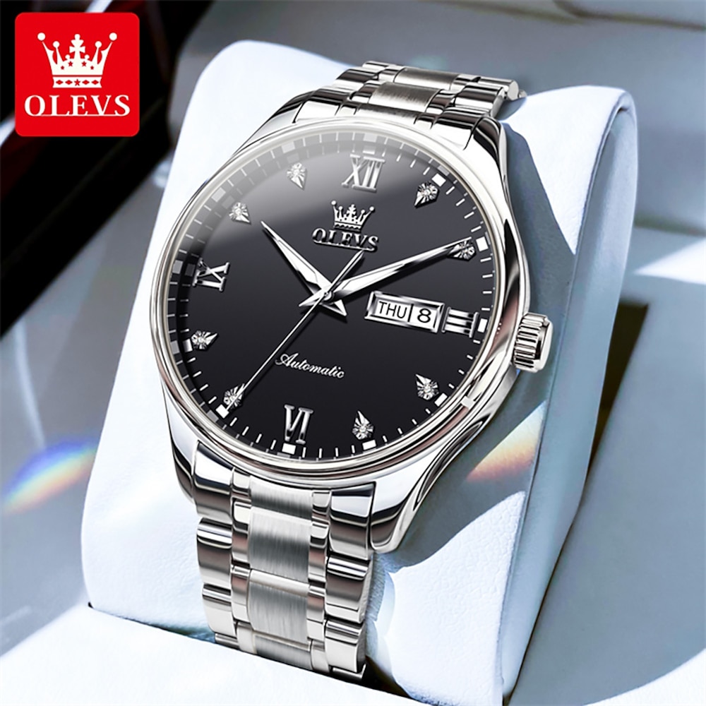 Olevs marke herren business uhr leucht doppel kalender automatische mechanische uhr einfache wasserdicht mode sport herren armbanduhr Lightinthebox