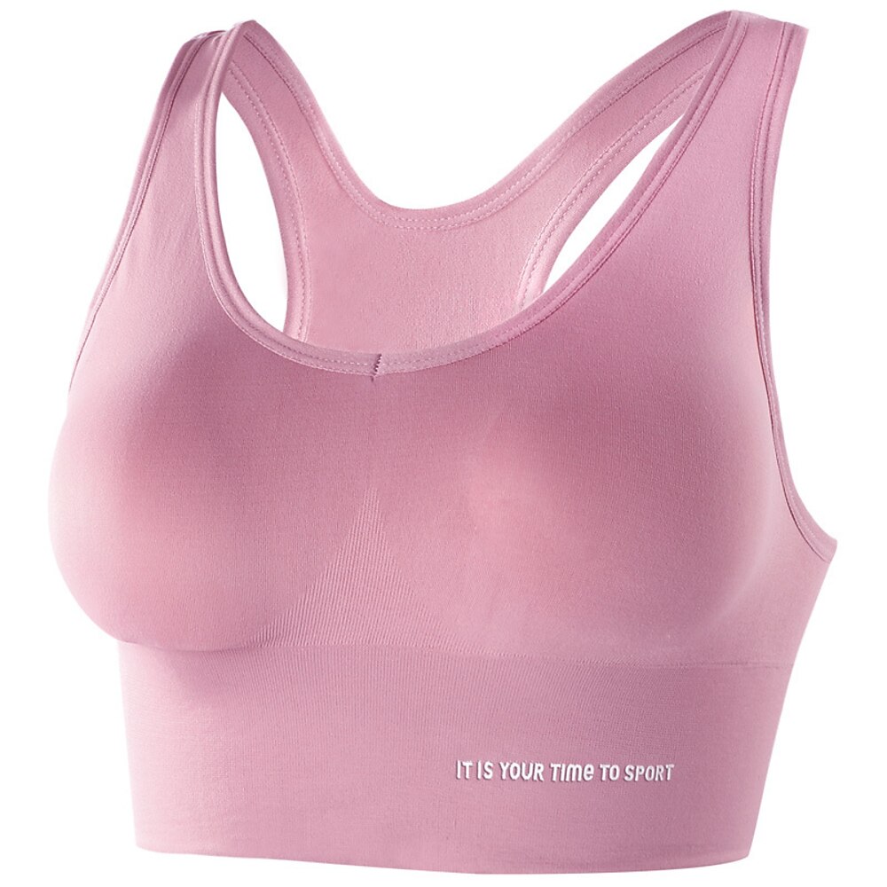 Damen U-Ausschnitt Sport Bustier bh Yoga Top Mittlere Unterstützung Herbst Feste Farbe Schwarz Rosa Spandex Yoga Fitness Fitnesstraining Sport-BHs Shirt Ärmellos Sport Sportkleidung Gewichtsverlust Lightinthebox