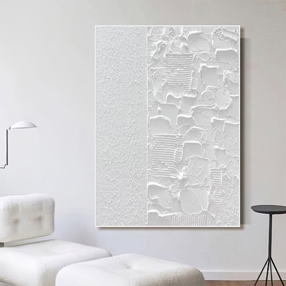 Handgemaltes Original Skisport Gemälde auf Leinwand, individuelles Gemälde, Strukturwandkunst, weißer Schnee, Skikunst, 3D-Stil, strukturierter Wandkunstrahmen, fertig zum Aufhängen oder ohne Rahmen Lightinthebox