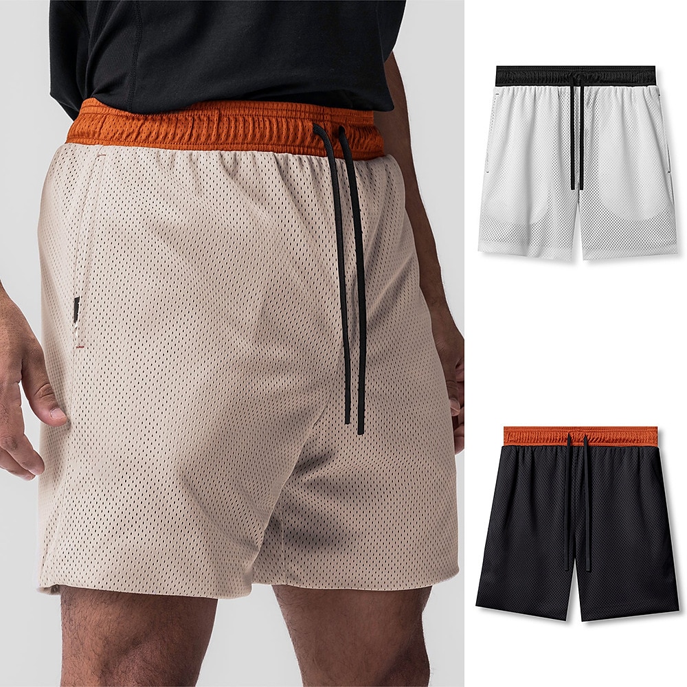 Herren Shorts Kurze Hosen Lässige Shorts Kurze Sporthose Sport Shorts Mesh-Shorts Tasche Kordelzug Elastische Taille Glatt Komfort Atmungsaktiv Kurz Sports Outdoor Täglich Fitnessstudio Brautkleider Lightinthebox