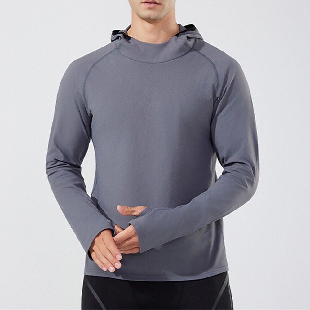 Herren Laufshirt Sport Top Langarm T-Shirt Casual Athlässigkeit Herbst warm Windundurchlässig Atmungsaktiv Fitnesstraining Laufen Gehen Sportbekleidung Sportkleidung Einfarbig Schwarz Blau Grau Lightinthebox