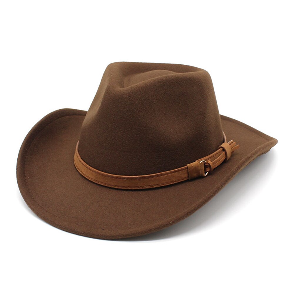 Herren Sonnenhut Cowboy-Hut Fedora-Trilby-Hut Schwarz Rote Wollen Vintage-Stil Modisch 18. Jahrhundert Bundesstaat Texas Täglich Kostümparty Solide / einfarbig Sonnenschutz Cosplay Lightinthebox