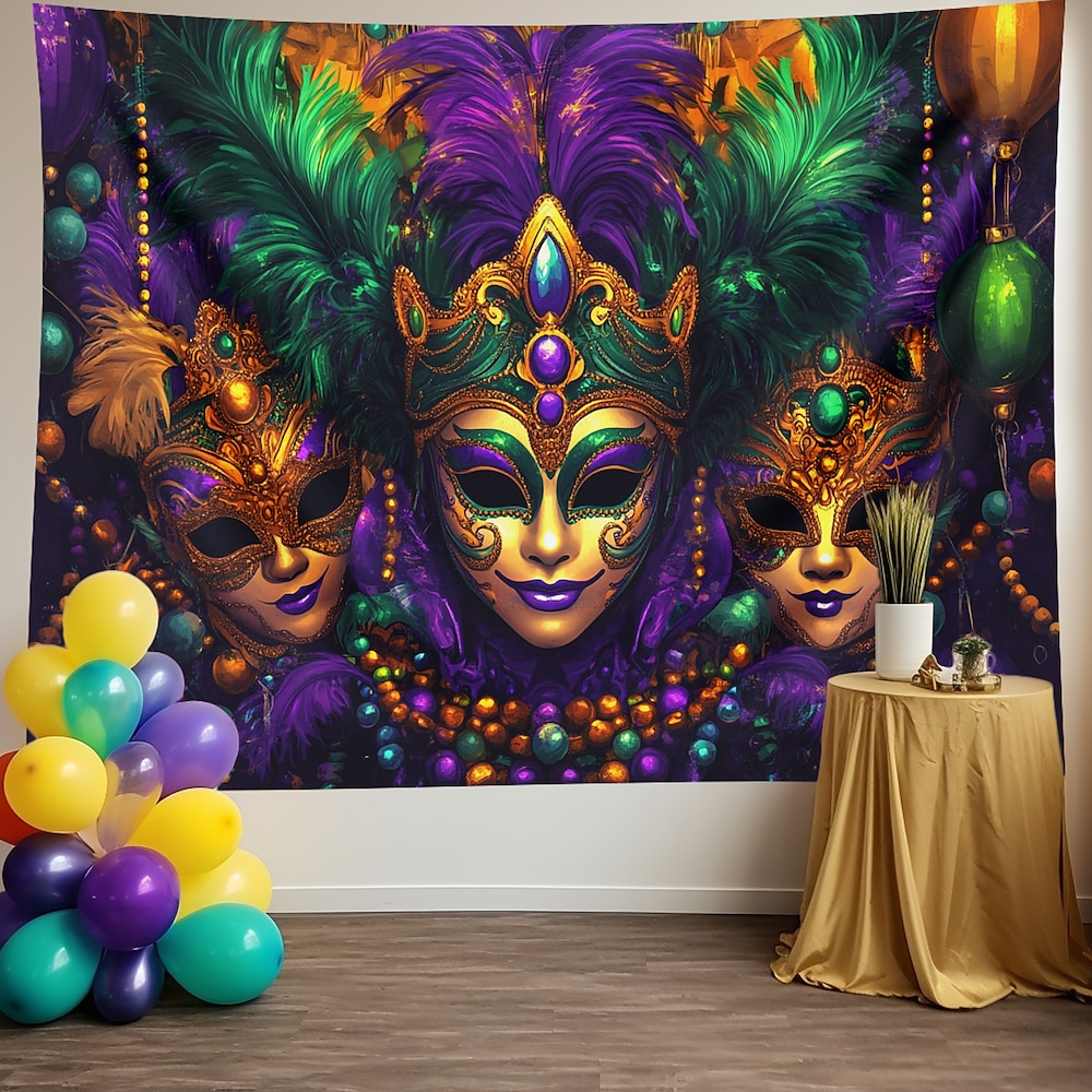 Karnevalsparty Wandteppich zum Aufhängen, Masken, Wandkunst, großer Wandteppich, Wanddekor, Fotohintergrund, Decke, Vorhang, Heim, Schlafzimmer, Wohnzimmerdekoration Lightinthebox