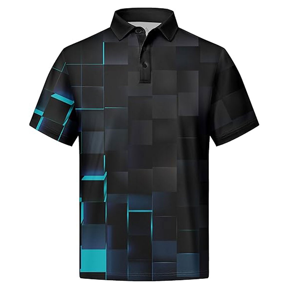 Herren Geometrisch Golfhemd Kurzarm Polo-Shirts Hemden mit Kragen Brautkleider schlicht Outdoor Athlässigkeit Freizeitkleidung 3D-Druck Schwarz Lightinthebox