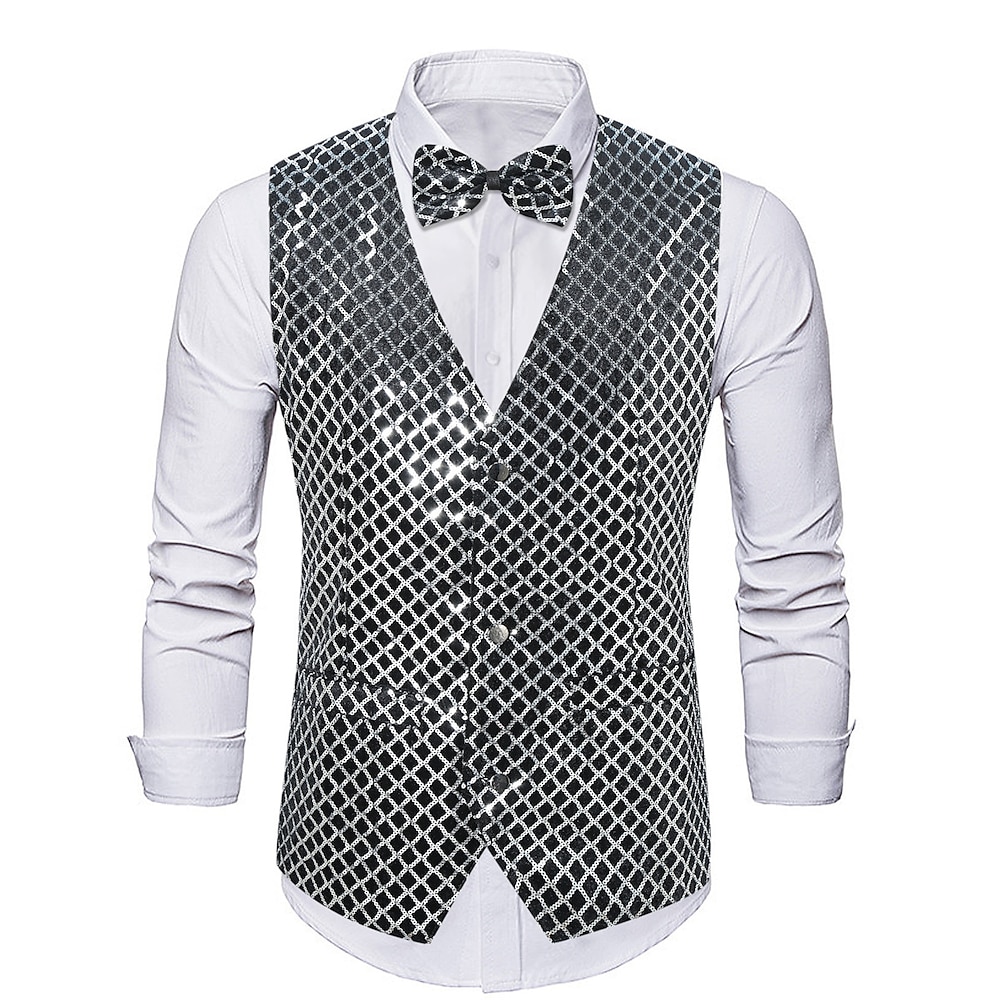 Retro Vintage Brüllen 20s 1920s Weste Fliege Der große Gatsby Gentleman Herren Pailletten Vintage Weihnachten Halloween Karneval Leistung Festival Erwachsene Weste Schleifen Ganzjährig Lightinthebox