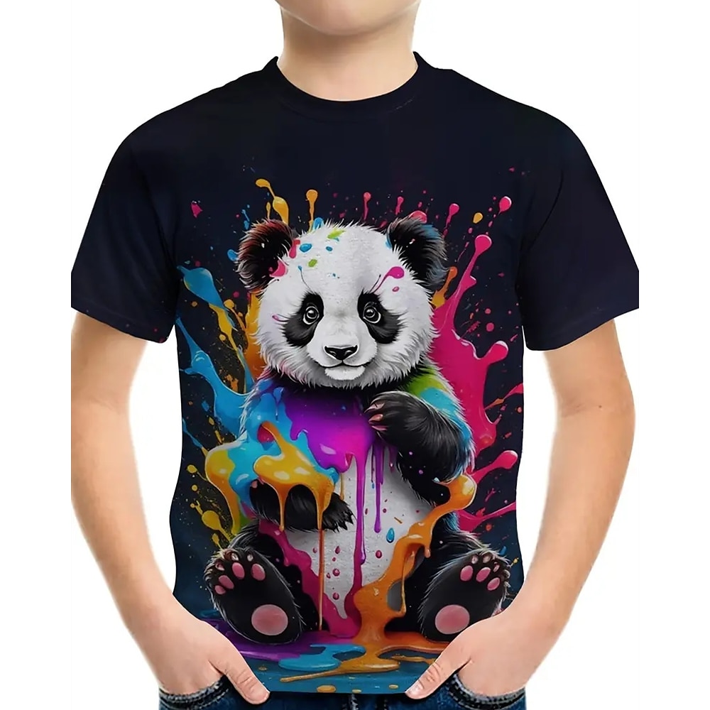 Jungen 3D Graphic Panda T-Shirt Kurzarm Sommer Frühling Modisch Basic kinderkleidung 4-12 Jahre Rundhalsausschnitt Outdoor Casual Täglich Regular Fit Lightinthebox