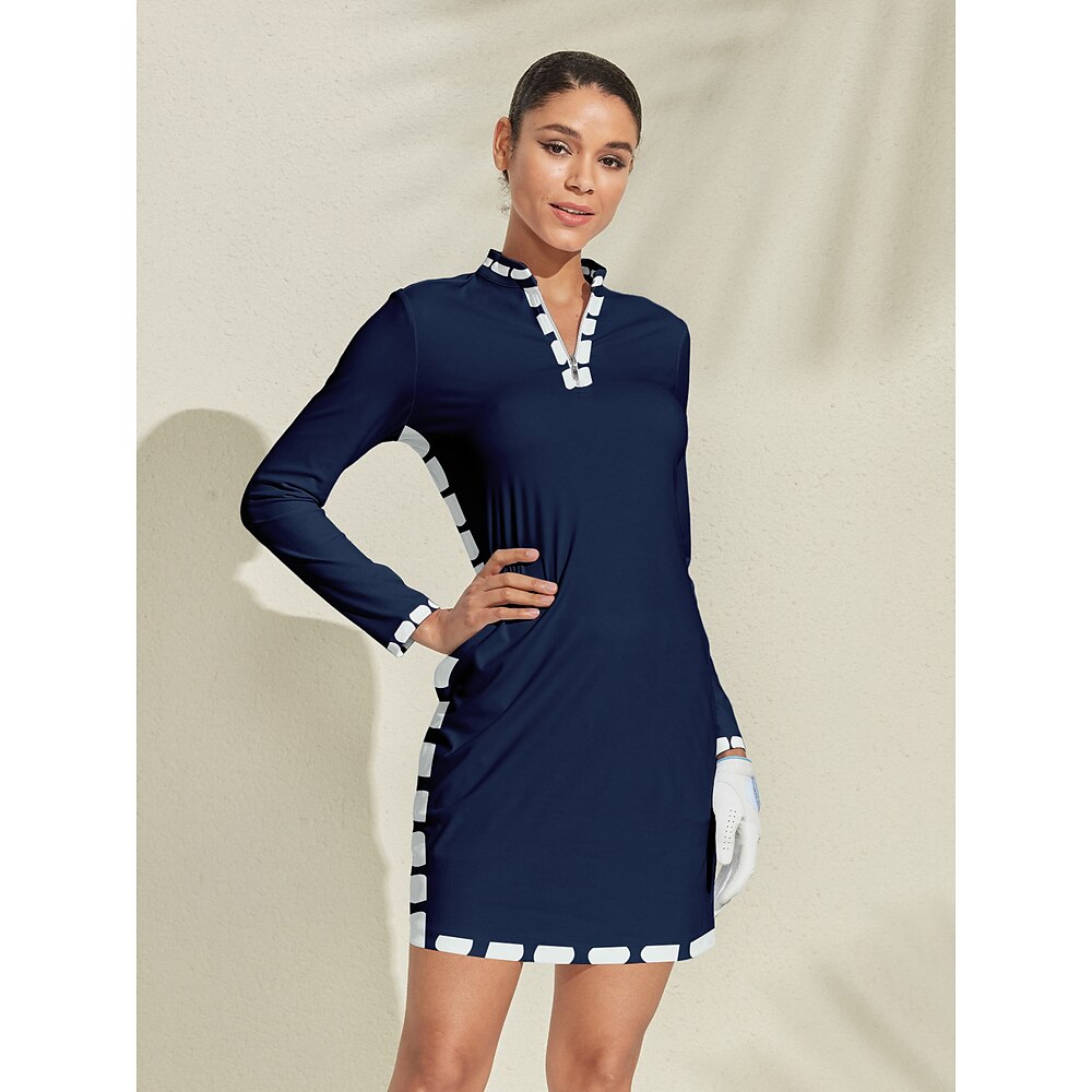 Damen Golfkleid Dunkelblau Langarm Damen-Golfkleidung, Kleidung, Outfits, Kleidung Lightinthebox