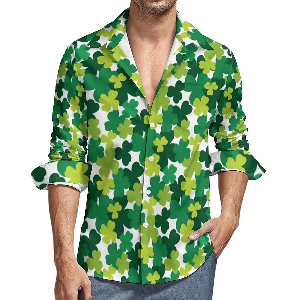 St. Patrick's Day Kleeblatt irisch Bluse / Hemd Zeichentrick Manga Anime Grafik Für Herren Erwachsene St. Patrick's Day 3D-Druck Casual Festival Lightinthebox