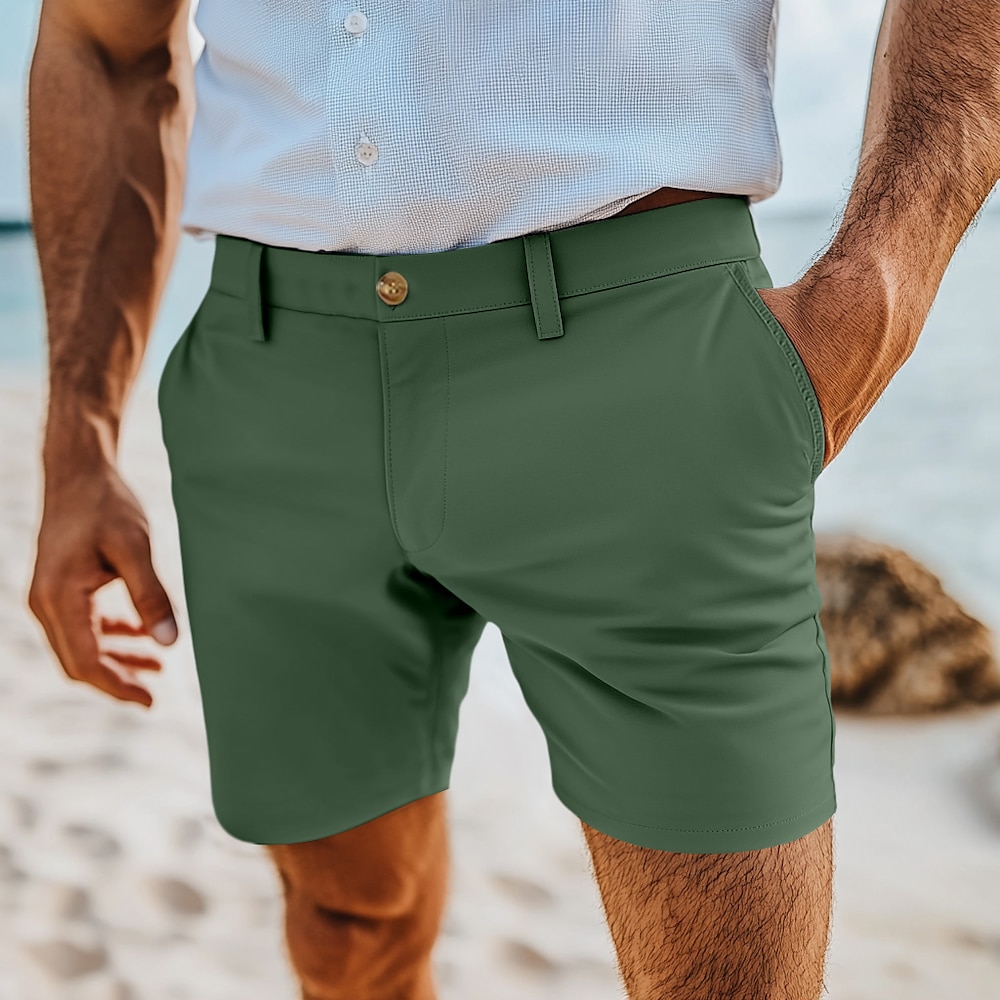 Herren Shorts Kurze Hosen Chino Bermuda Shorts Bermudas Arbeitsshorts Tasche Glatt Komfort Atmungsaktiv Kurz Täglich Stilvoll Brautkleider schlicht Schwarz Weiß Mikro-elastisch Lightinthebox