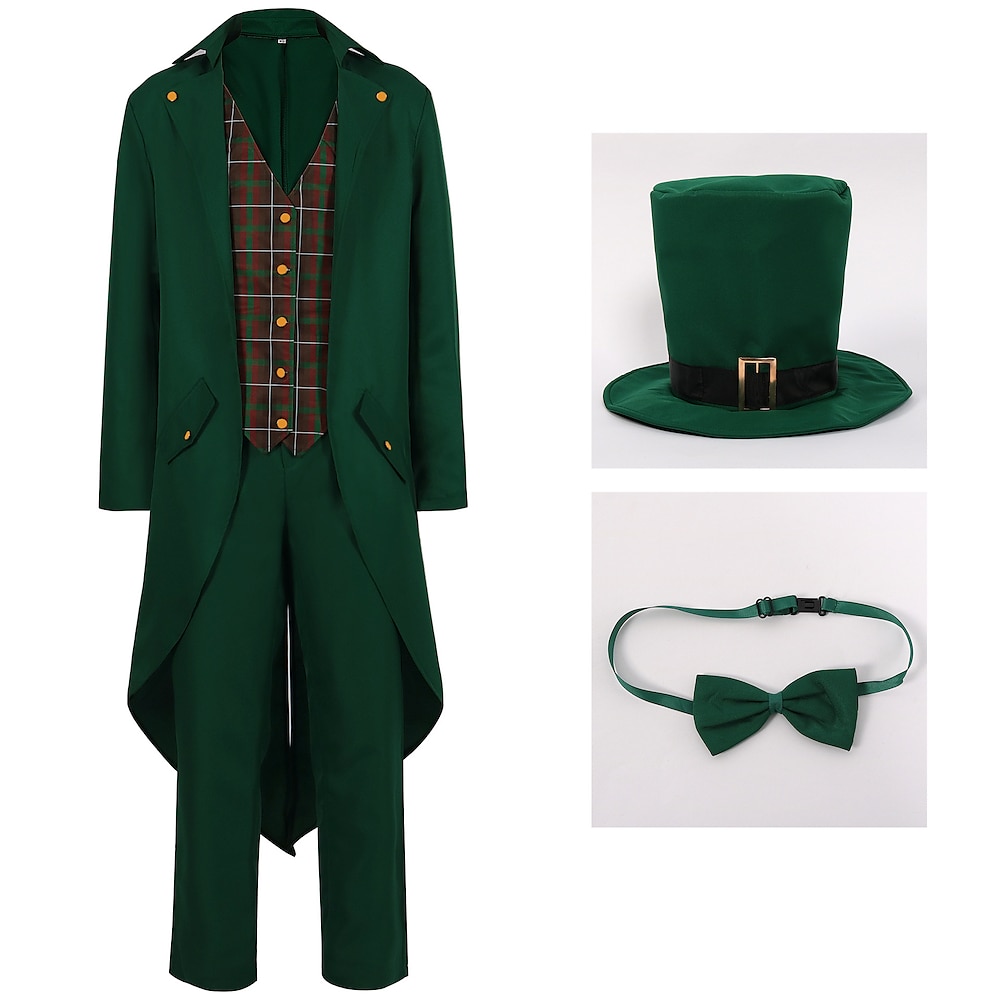 irisch Cosplay Kostüm Austattungen Frack Erwachsene Herren Austattungen Cosplay Leistung Party Karneval St. Patricks Day Einfaches Karnevalskostüm Lightinthebox