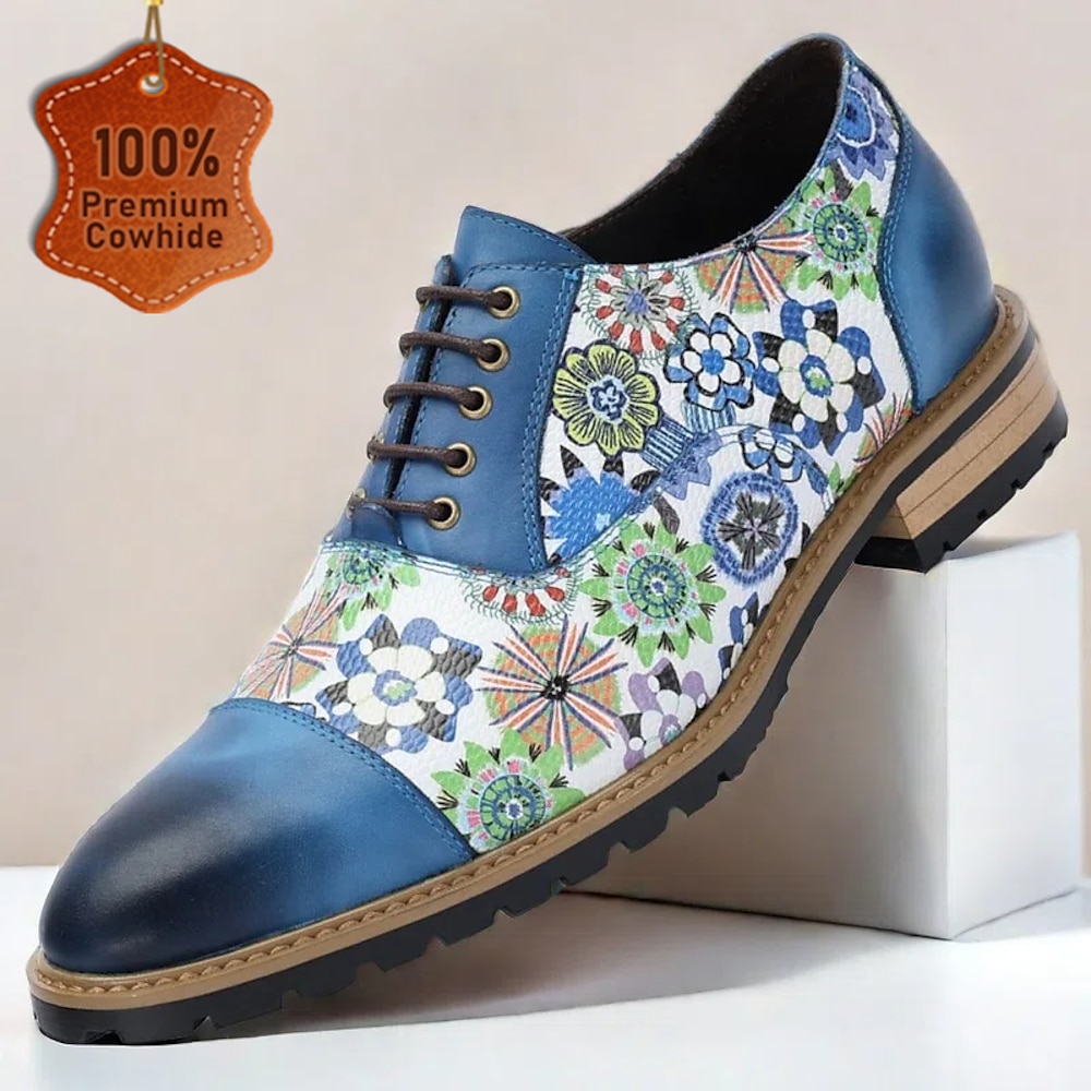 Oxford-Schuhe aus Leder für Herren im Vintage-Stil mit Blumenmuster - stilvoll und bequem, perfekt für Hochzeiten, Partys oder besondere Anlässe Lightinthebox