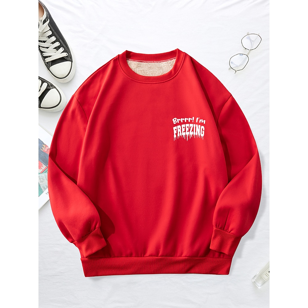 Herren Sweatshirt Pullover Polarvlies Schwarz Rosa Rote Grün Dunkelgray Rundhalsausschnitt Buchstabe Bedruckt Sport Natur Täglich Festtage Polyester Strassenmode Brautkleider schlicht Lightinthebox