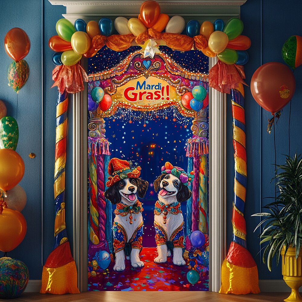 Karneval Mardi Gras Türdekorationen Türbezüge Tür Gobelin lustige Tiere Türvorhang Dekoration Kulisse Indoor/Outdoor Türbanner für Haustür Bauernhaus Lightinthebox