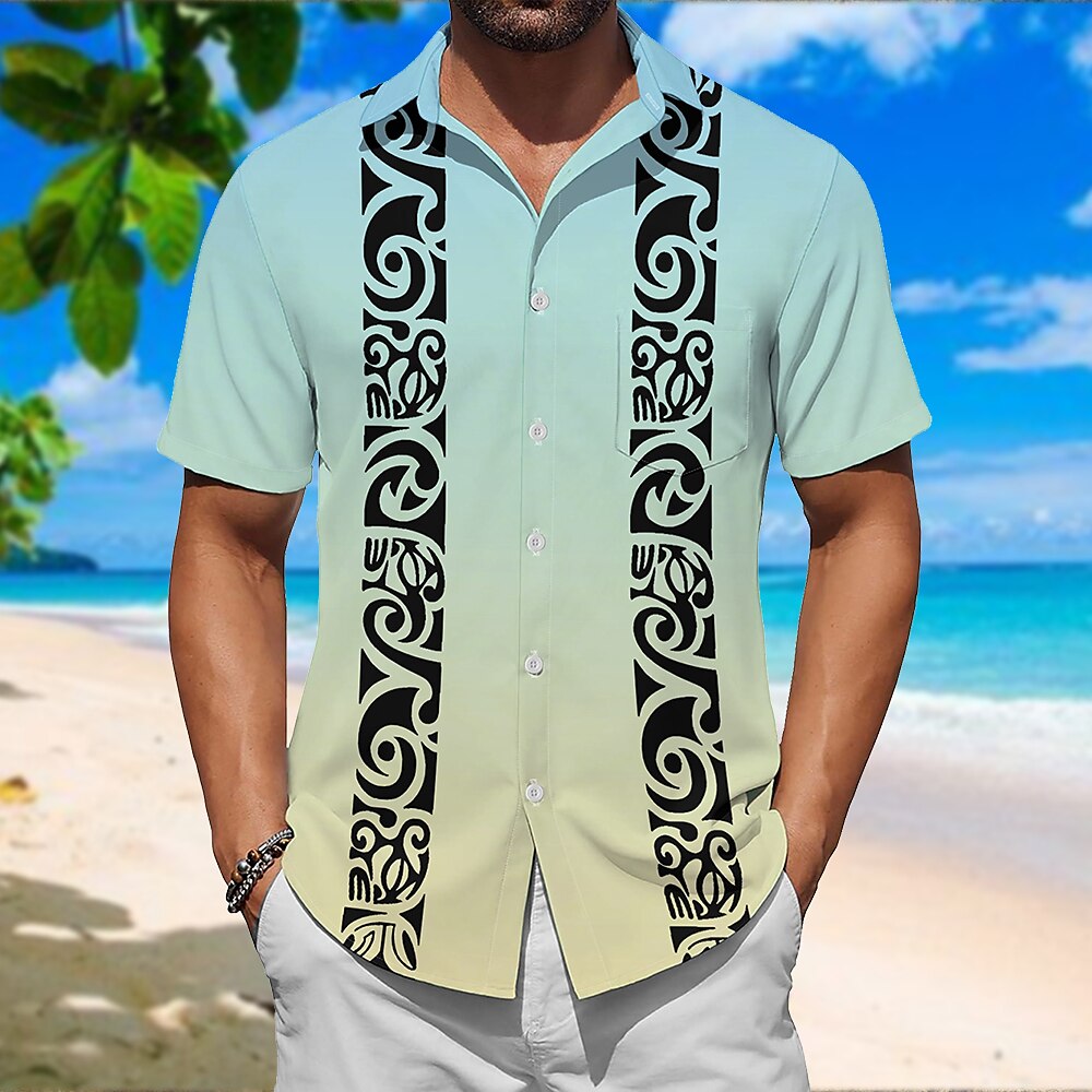 Herren Farbverlauf Blumen Bowling-Shirt Seidenhemd Kurze Ärmel Künstlerisch Brautkleider schlicht Komfortabel Outdoor Urlaub Strasse Frühling Sommer Umlegekragen Hemdkragen Print Mehrfarbig Lightinthebox