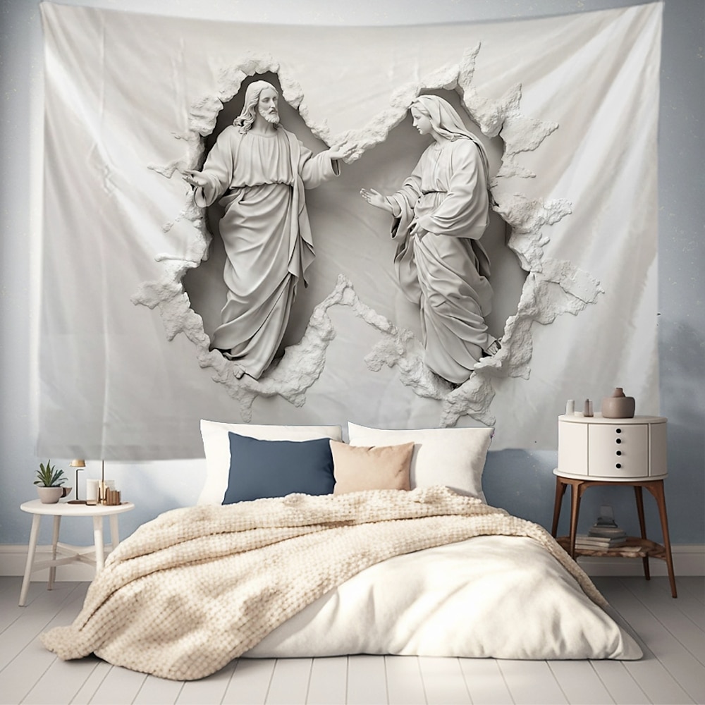 Jesus Wandteppich zum Aufhängen, optische Täuschung, Wandkunst, großer Wandteppich, Wanddeko, Fotohintergrund, Decke, Vorhang, Zuhause, Schlafzimmer, Wohnzimmer, Dekoration Lightinthebox