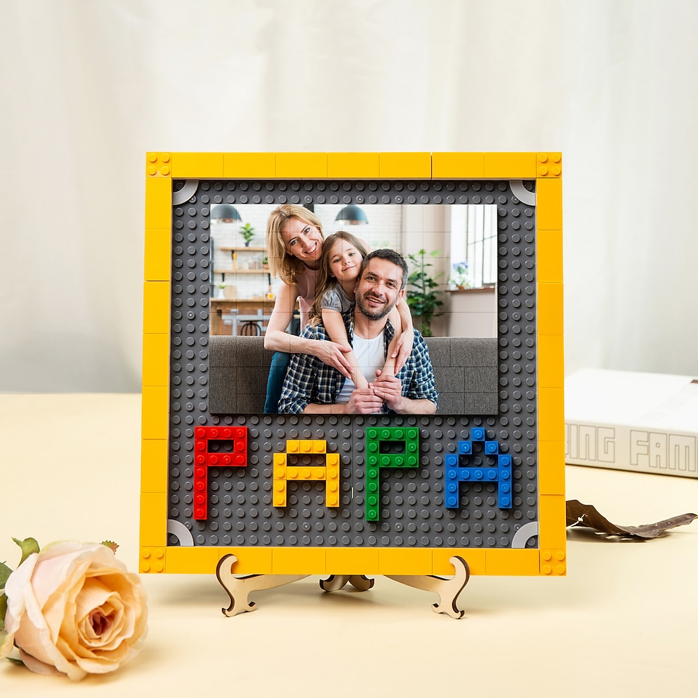 personalisierter Fotobaustein für Papa, individuelles Puzzle-Bildblock-Ornament mit Ständer, Vatertagsgeschenk, Tischdekoration zu Hause, Geburtstag, Hochzeitsdenkmal, Jahrestag, Weihnachten Lightinthebox