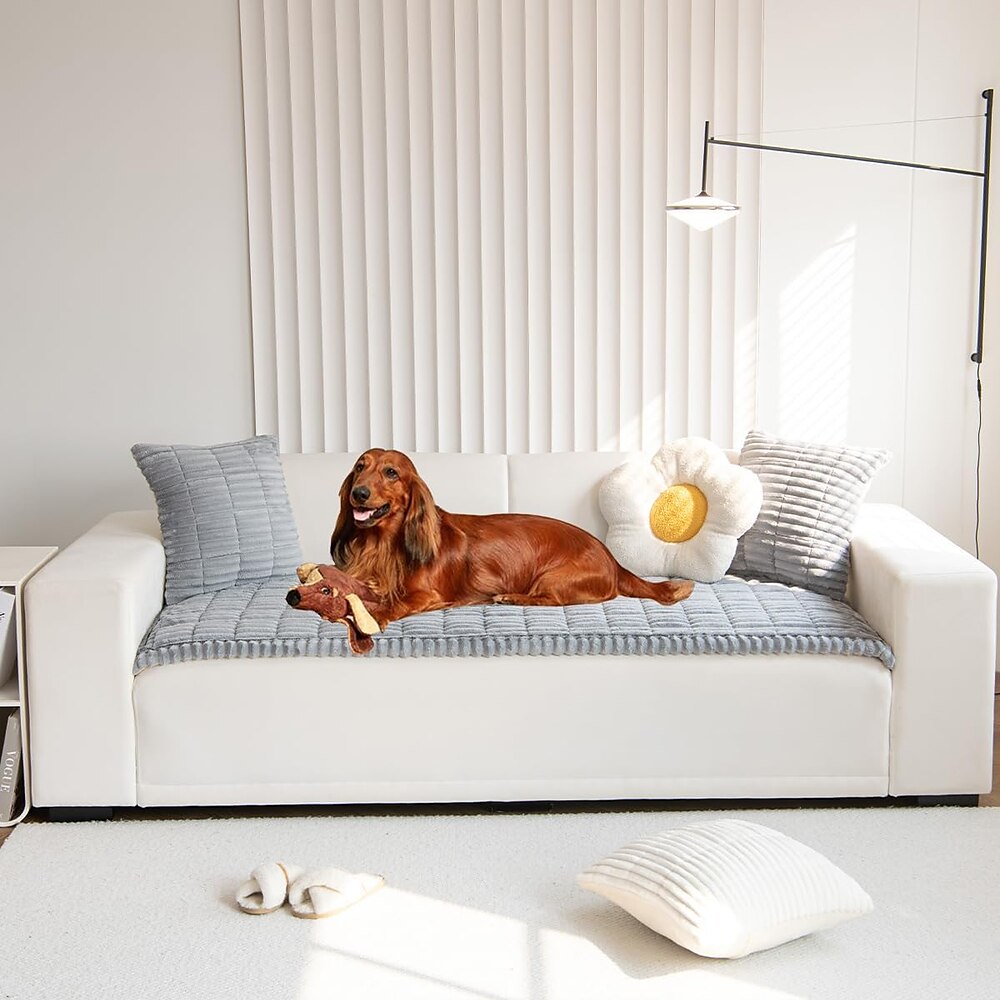 mitid Sofabezug, flauschiger Couchbezug für Haustiere, Couchbezug für Hunde, waschbarer rutschfester Sofabezug, Kissen, Couchschutz, haustierfreundliche Matte, Bett, Couchbezug Lightinthebox