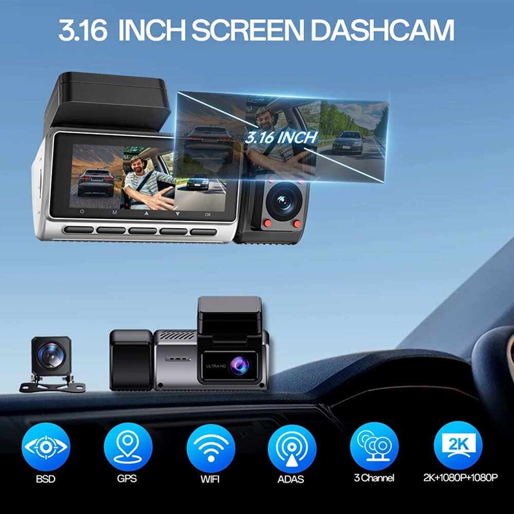 K26 1440P Neues Design / HD / mit Rückfahrkamera Auto dvr 150 Grad Weiter Winkel IPS Autokamera mit Wifi / GPS / G-Sensor 4 Infrarot-LEDs Auto-Recorder Lightinthebox