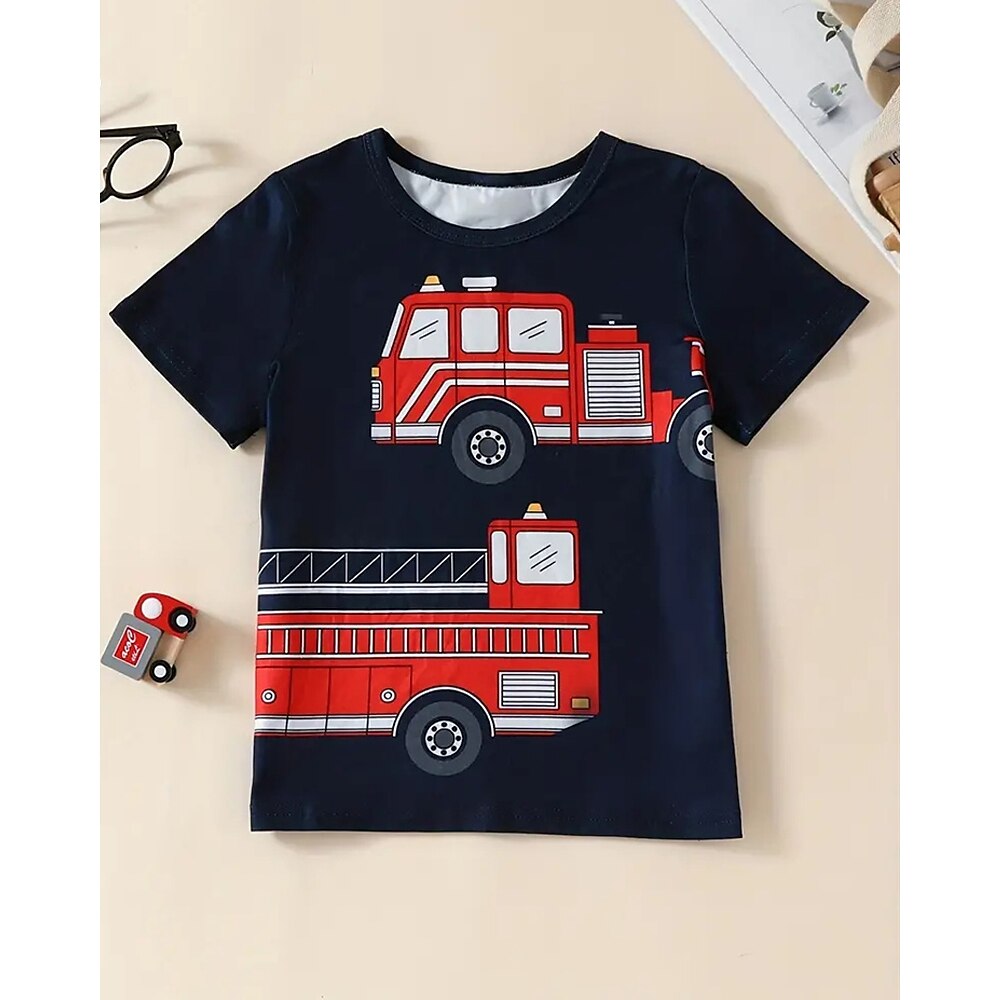 Jungen 3D Graphic Auto T-Shirt Kurzarm Sommer Frühling Modisch Basic Polyester kinderkleidung 4-12 Jahre Rundhalsausschnitt Outdoor Casual Täglich Regular Fit Lightinthebox