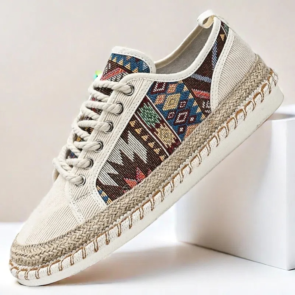 Lässige Canvas-Sneaker für Herren mit Tribal-Print und Juteseilsohle - bequemes Schuhwerk für jeden Tag Lightinthebox