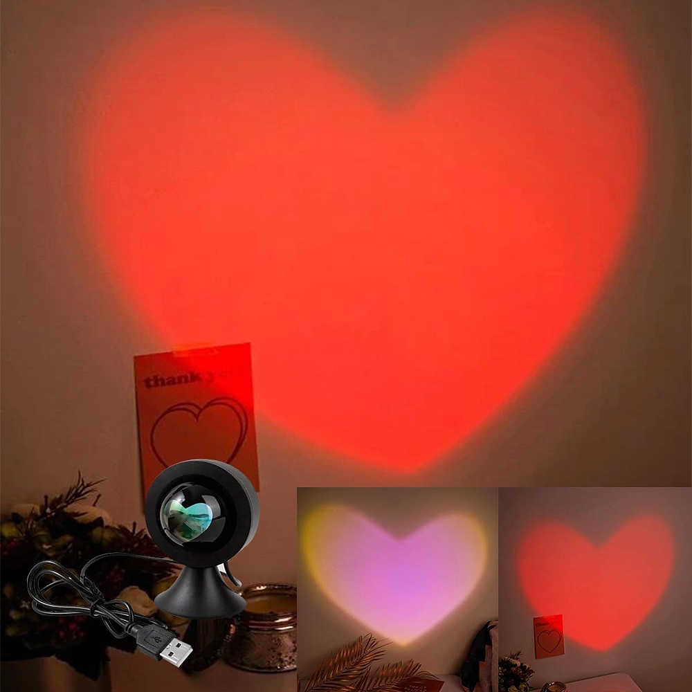 LED-Sonnenuntergangslicht, Liebesprojektor, Nachtlicht, USB-betriebene Lampe, Schlafzimmer, romantische Atmosphäre, Heimdekoration für Valentinstag, Jahrestag, Hochzeitsdekoration Lightinthebox