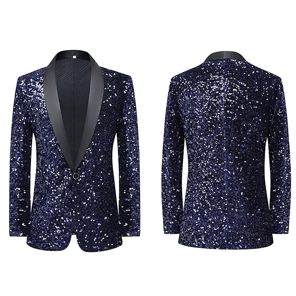 Disko 1980er Blazer mit Reverskragen Disco Pailletten Herren Halloween Maskerade Party Halloween Club Erwachsene Mantel Herbst Winter Lightinthebox