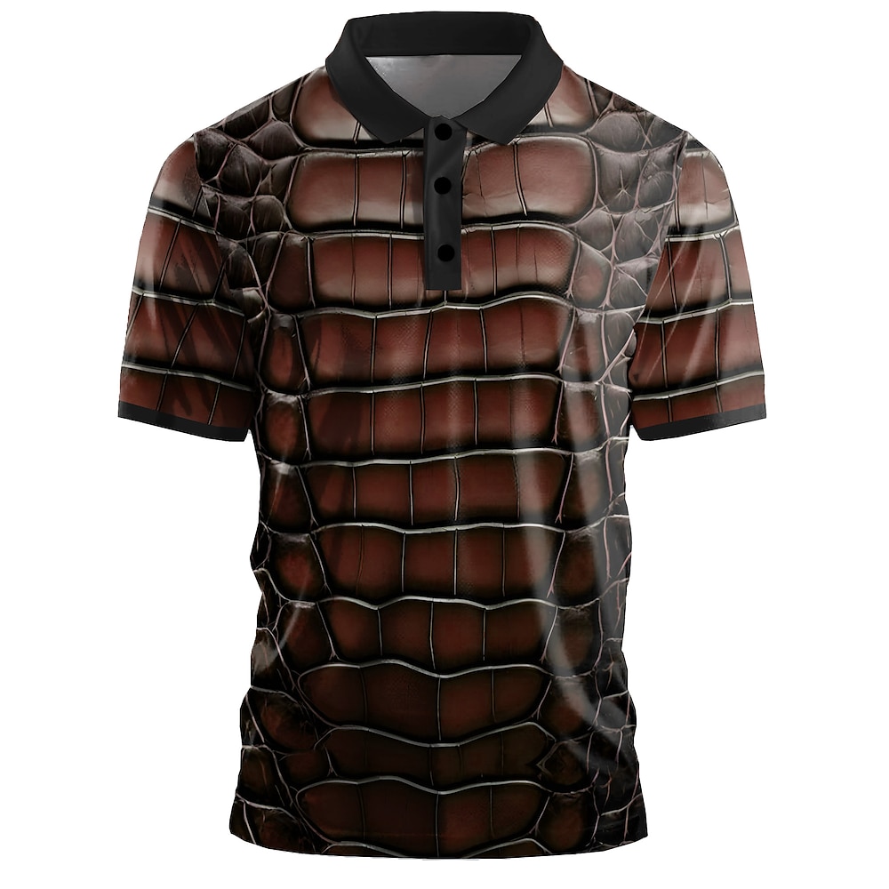 Herren Graphic Golfhemd Kurzarm Polo-Shirts Hemden mit Kragen Brautkleider schlicht Schulanfang Outdoor Strasse Alltagskleidung 3D-Druck Blau Braun Grün Lightinthebox