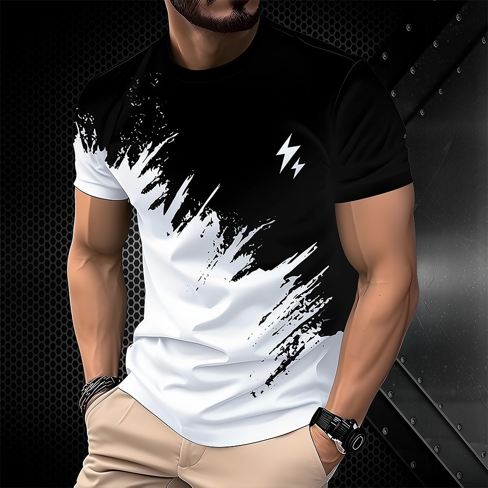 Herren Farbverläufe T Shirt Kurzarm T-Shirt 3D-Druck Rundhalsausschnitt Hemd Modisch Täglich Strasse Täglich Schwarz Sommer Frühling Bekleidung S M L XL XXL XXXL Lightinthebox