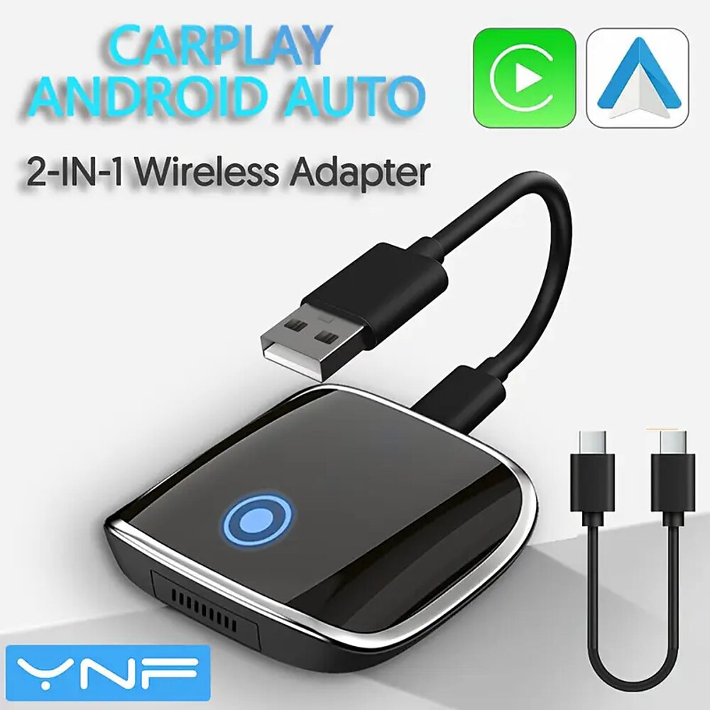 Kabelloses CarPlay und Android Auto 2-in-1-Adapter, USB-Stromversorgung, PVC, Plug-and-Play, geringe Latenz, für CarPlay/Android Auto-fähiges iPhone und Android Lightinthebox