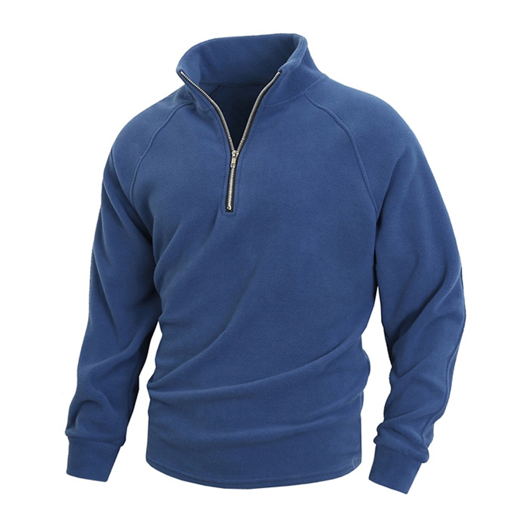 Herren Sweatshirt Pullover Sweatshirt mit Viertelreißverschluss Schwarz Armeegrün Blau Dunkelgray Troyer Halber Reißverschluss Glatt Sport Natur Täglich Festtage Polyester Strassenmode Basic Lightinthebox