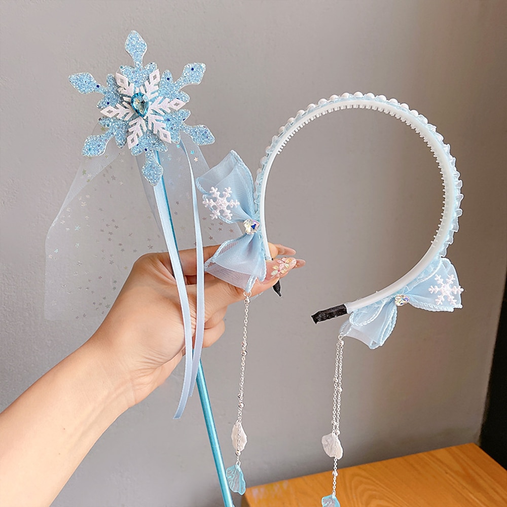 2 Stück kinderkleidung Mädchen Aktiv / Süß Party / Geburtstag / Täglich Schneeflocke Haarzubehör / Tiara Königsblau / Blau / Leicht Blau Lightinthebox