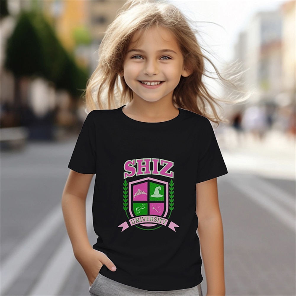 100% Baumwolle kinderkleidung Mädchen Schwarz Weiß Graphic Briefe T-Shirt Rundhalsausschnitt Kurzarm Outdoor Urlaub Täglich Klassisch Brautkleider schlicht Bedruckt Sommer Lightinthebox