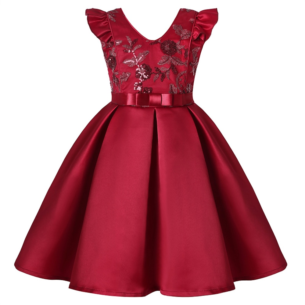 kinderkleidung Mädchen Party Kleid Blumen Ärmellos Leistung Geburtstag Krawattenknoten Schön Süß Baumwolle Knielang abendkleider Schaukelkleid A Linie Kleid Sommer 4 Jahre Champagner Gelb Rosa Lightinthebox