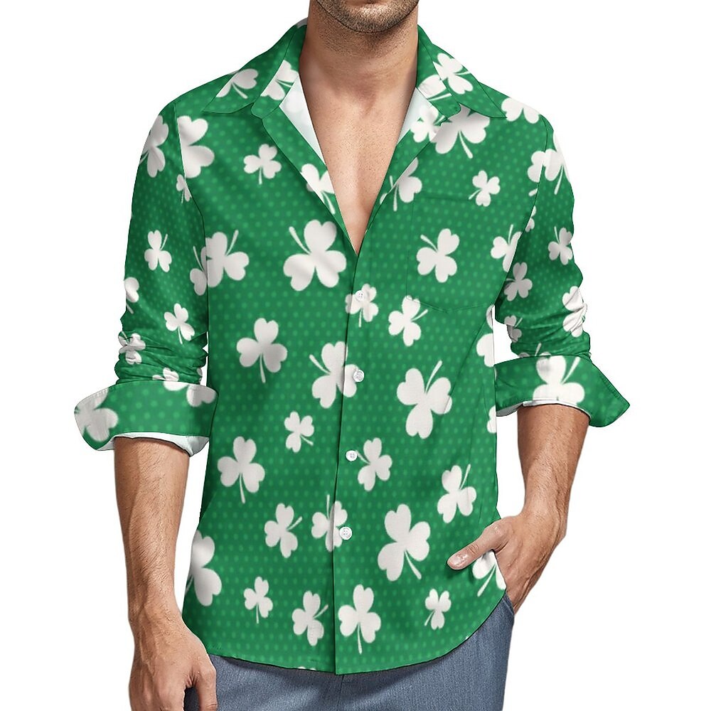 St. Patrick's Day Kleeblatt irisch Bluse / Hemd Zeichentrick Manga Anime Grafik Für Herren Erwachsene St. Patrick's Day 3D-Druck Casual Festival Lightinthebox
