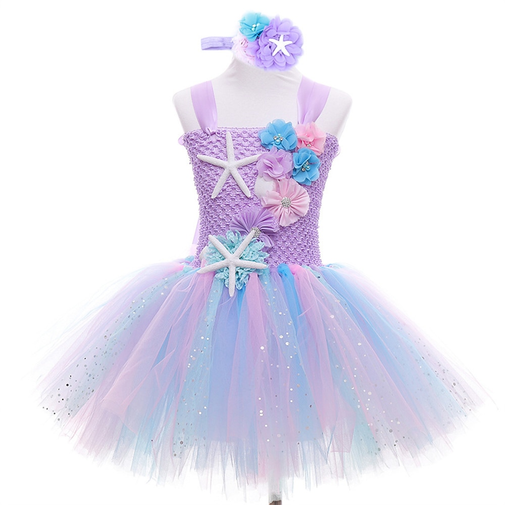 kinderkleidung Mädchen Party Kleid Regenbogen Blume Ärmellos Leistung Geburtstag Schön Süß Polyester Knielang abendkleider Schaukelkleid A Linie Kleid Sommer 4-12 Jahre Rosa Purpur Leicht Blau Lightinthebox