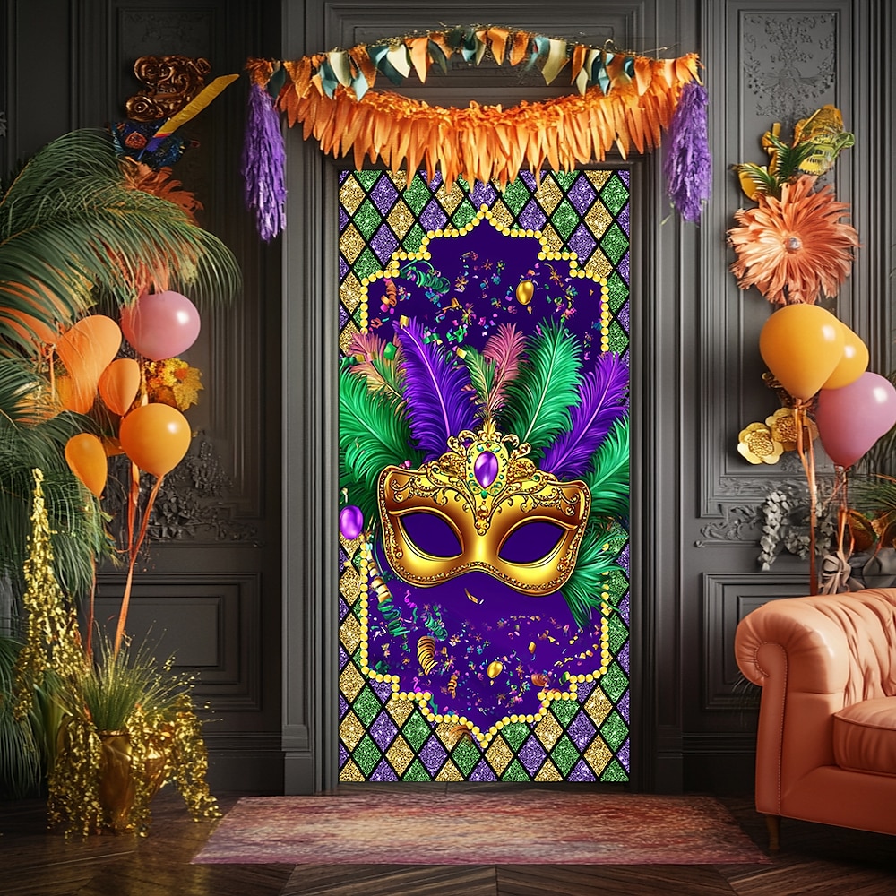 Karneval Mardi Gras Türdekorationen Türabdeckungen Tür Gobelin Party Maske Türvorhang Dekoration Hintergrund Indoor/Outdoor Tür Banner für Haustür Bauernhaus Lightinthebox