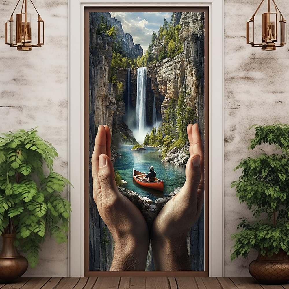 Landschaft Türdekorationen Türabdeckungen Fantasie Wasserfall Tür Gobelin Türvorhang Dekoration Hintergrund Indoor/Outdoor Tür Banner für Haustür Bauernhaus Lightinthebox