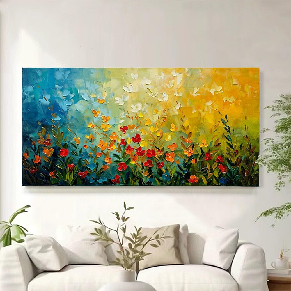 handgemachte Blumen Palettenmesser Kunst 3d handgemalt Natur Blumen Landschaft Wandbild Frühlingsblüten Wand Dekor Leinwand Ölgemälde kein Rahmen Lightinthebox