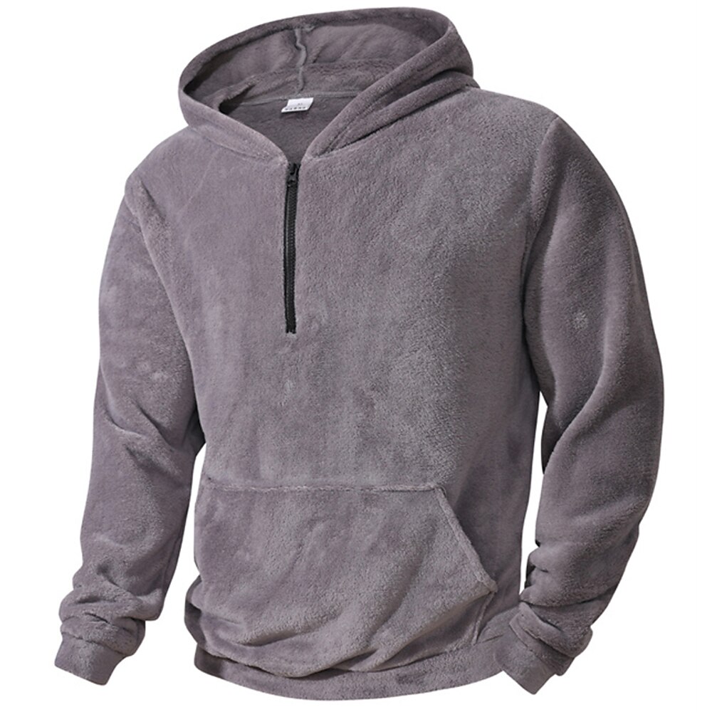 Herren Hoodie Sweatshirt Kapuze Sweatshirt Pullover Hoodie mit Viertelreißverschluss Fleece-Hoodie Schwarz Weiß Marineblau Blau Grau Mit Kapuze Glatt Tasche Sport Natur Täglich Festtage Polyester Lightinthebox