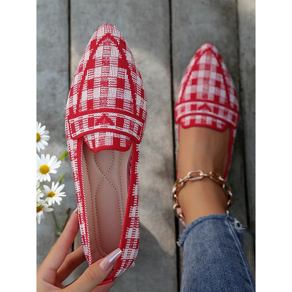 Stilvolle rote Slipper aus Gingham-Gewebe für Damen, perfekt für den Alltag Lightinthebox