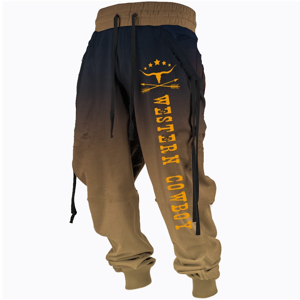 Herren Western Mit Buchstaben bedruckt Cowboy Jogginghose Trainingshose Hose Hosen Mittlere Taillenlinie Elastischer Kordelzug in der Taille Aktiv Vintage Brautkleider schlicht Outdoor Strassenmode Lightinthebox