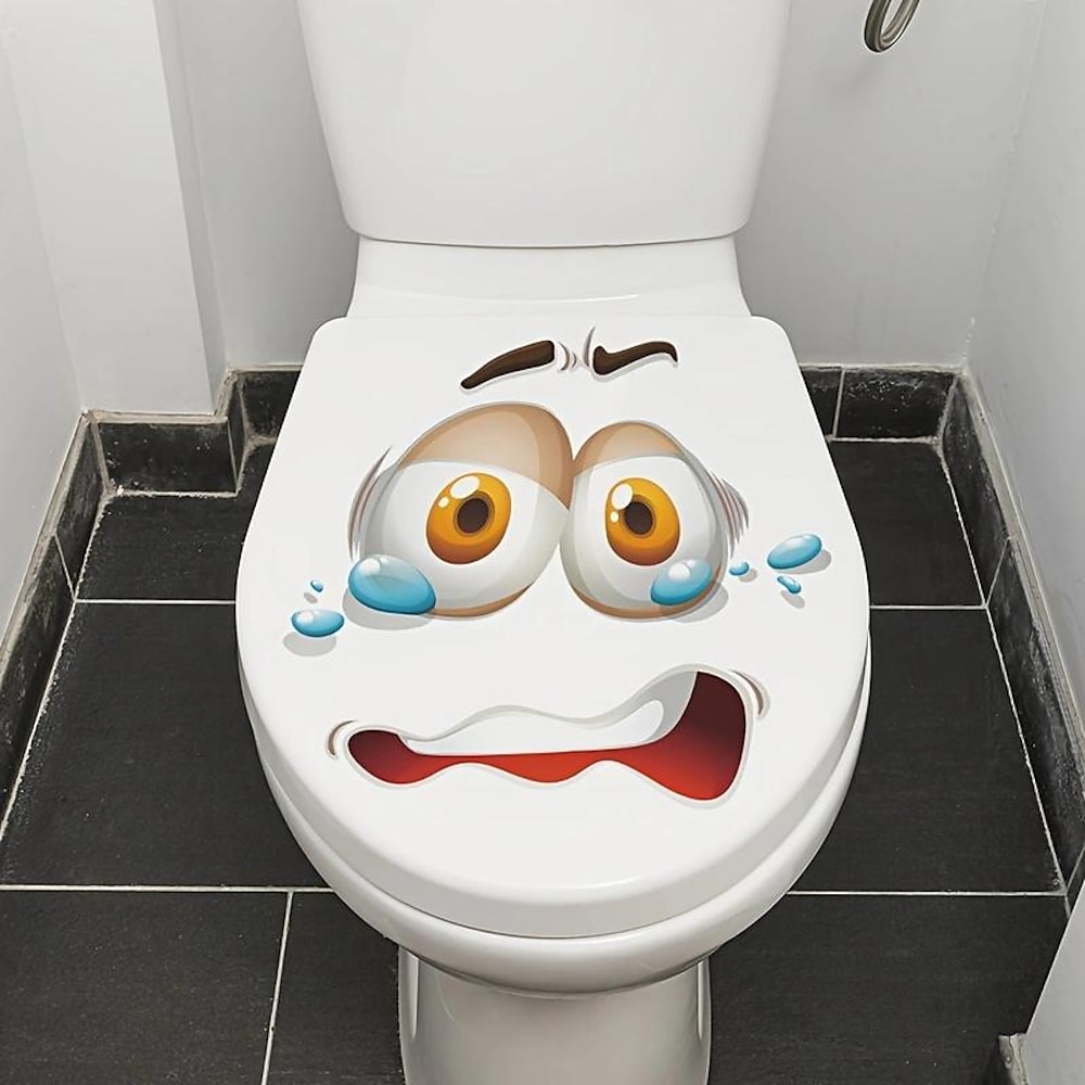 lustiger Toilettenaufkleber mit weinendem Gesicht, Vinyl-Aufkleber, Badezimmer-Humor-Dekor, selbstklebende Toilettendeckel-Kunst aus Kunststoff, lustige Gegenstände machen den Toilettenzustand Lightinthebox