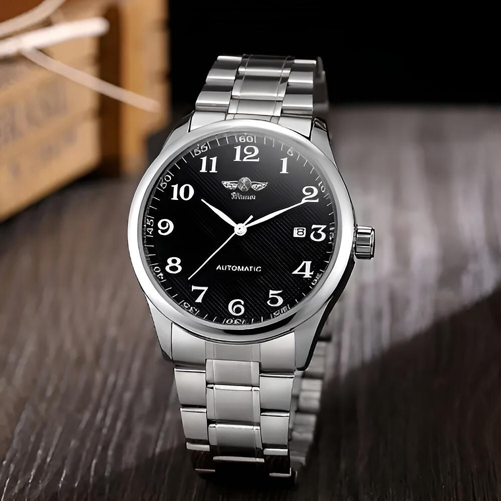 WINNER Herren Mechanische Uhr Modisch Lässige Uhr Geschäftlich Armbanduhr Automatikaufzug leuchtend Kalender Dekoration Leder Beobachten Lightinthebox