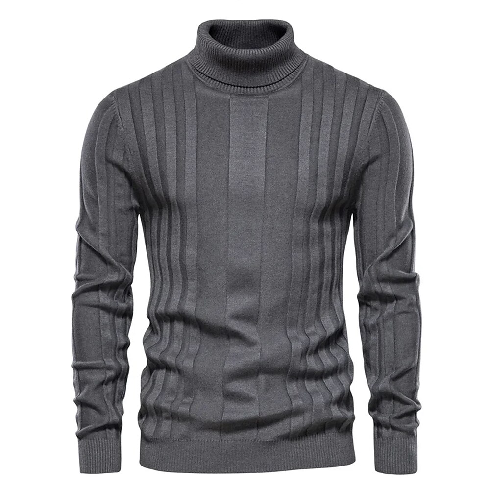 Herren Pullover Strickware Gerippt Stricken Standard Farbblock Rollkragen Strickware Neutral Outdoor Bekleidung Frühling Herbst Schwarz Gelb S M L Lightinthebox