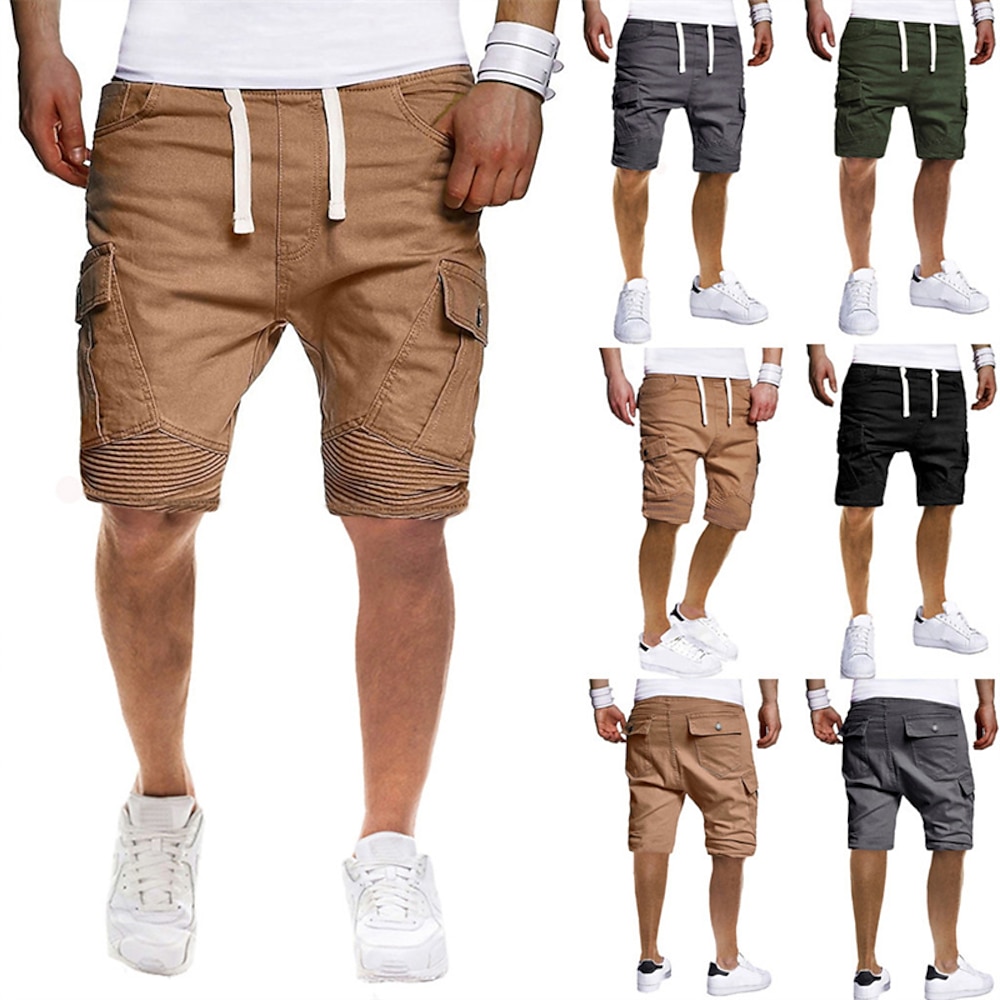 Herren Cargo Shorts Kurze Hosen Shorts Kurze Hosen Lässige Shorts Kurze Hose für Wanderer Gefaltet Kordelzug Multi Pocket Glatt Komfort Weich Knielänge Outdoor Casual Täglich Modisch Strassenmode Lightinthebox