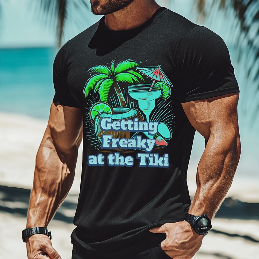 Herren Tropisch Blumen Pflanzen Lustiger Hawaiianer T Shirt T-Shirt 100% Baumwolle Kurzarm Grafik Hemd Schwarz Bequemes T-Shirt Urlaub Strasse Modedesigner-Kleidung Lightinthebox