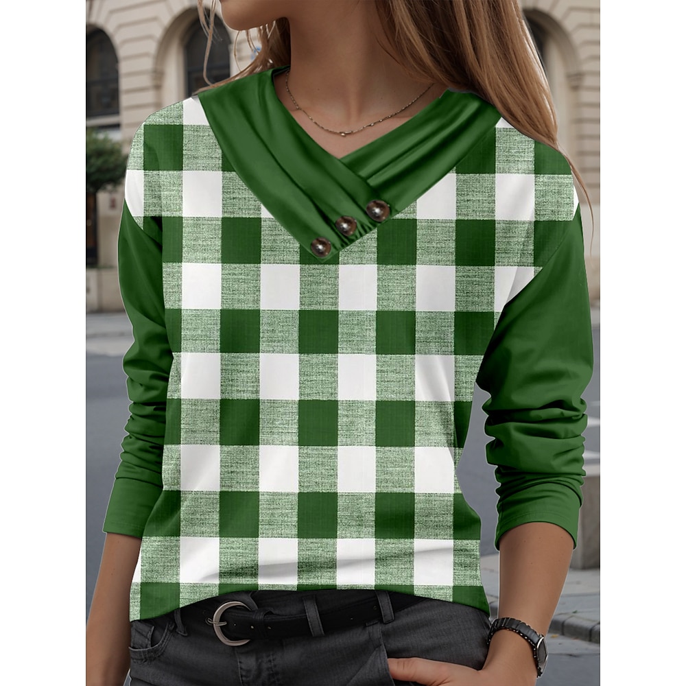 Damen St. Patrick's Day T-Shirt Alltag stylisch lässig Langarm grün Herbst Winter Lightinthebox